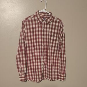 Fish Hippie Solace Collection LS Shirt - Brick/Beige White Plaid Mens Size Large